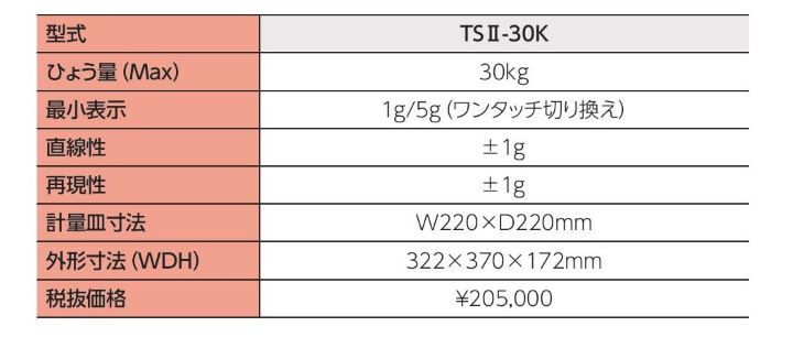 土木試験用はかり TS2-30K 料金表